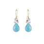 Blue quartz cluster hook earrings by Mounir